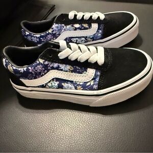 Vans Kids Black and Blue Floral Sneakers